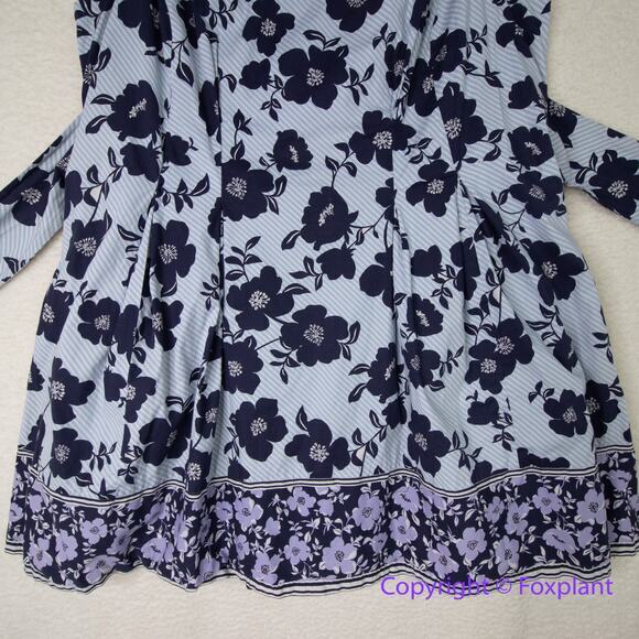 Vince Camuto women's blue floral print sleeveless dress plus size 20W - Picture 4 of 15